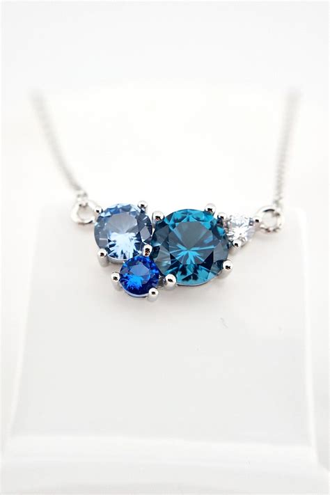 London Blue Topaz Necklace Blau Topas Halskette Silber Kette Mit