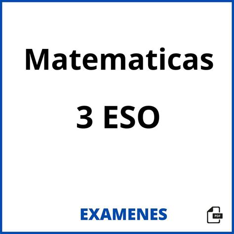 Examenes Matematicas Eso Pdf