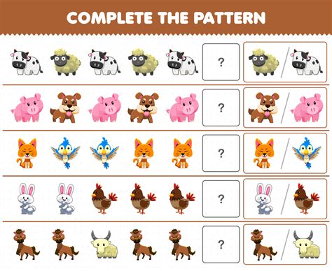 Education Game For Children Complete The Pattern By Guess The Correct