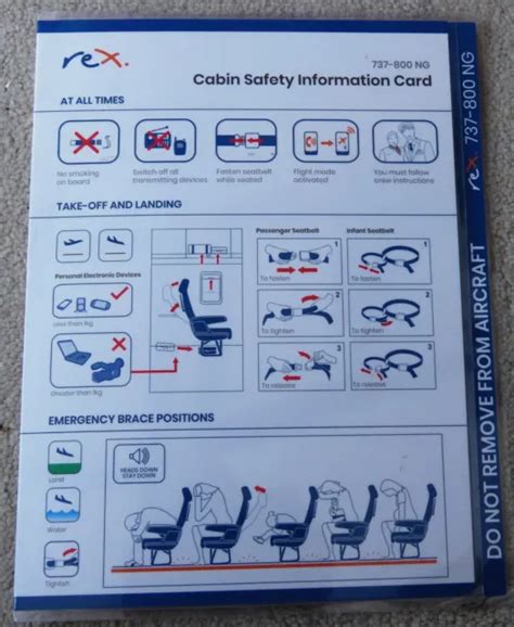 Rex Boeing 737 800 Ng Airline Safety Card 2020 £750 Picclick Uk