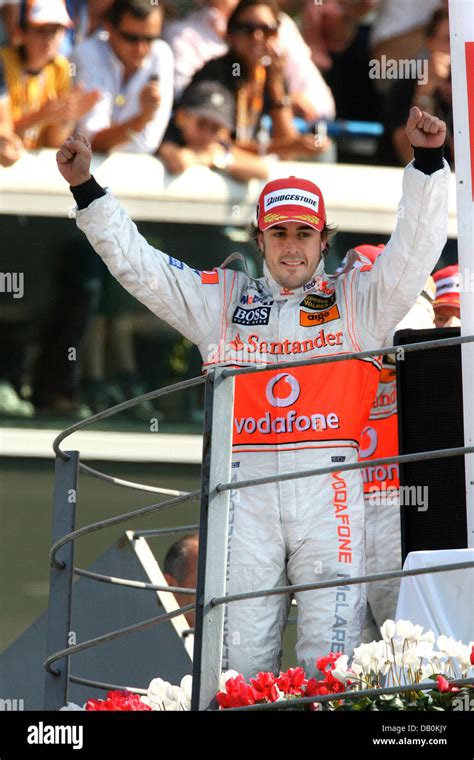 Spanish Formula One Pilot Fernando Alonso Of Mclaren Mercedes Celebrates After Winning The