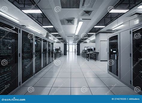 Data Center With Security System Including Guards And Alarms Stock