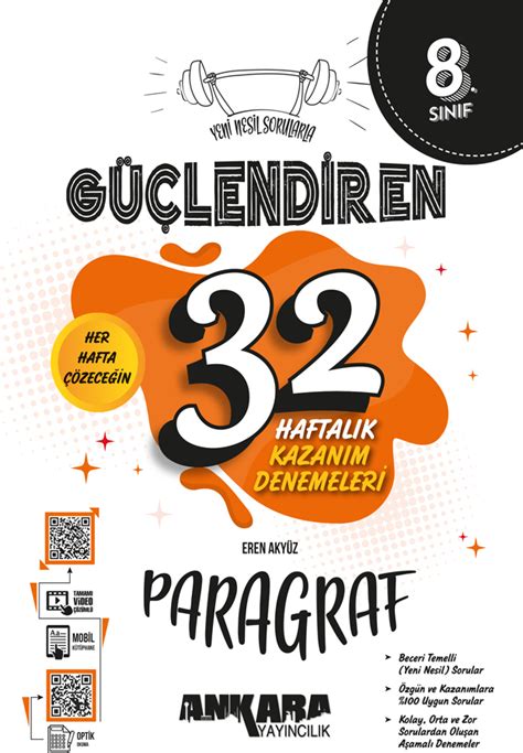 8 Sınıf Güçlendiren 32 Haftalık Paragraf Kazanım Denemeleri Ankara