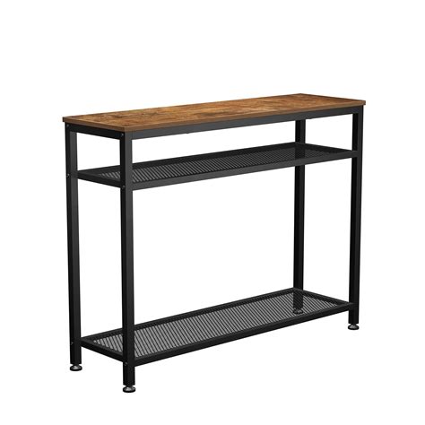 Buy JOI Console Table Industrial Sofa Table With Mesh Storage Shelves