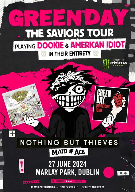 Green Day The Saviours Tour Dublin Marlay Park Poster