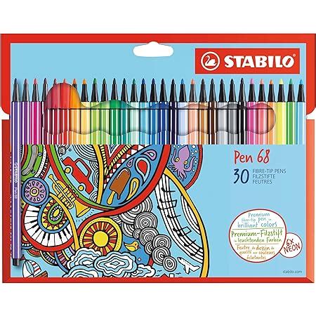 Amazon Premium Felt Tip Pen STABILO Pen 68 Wallet Of 30