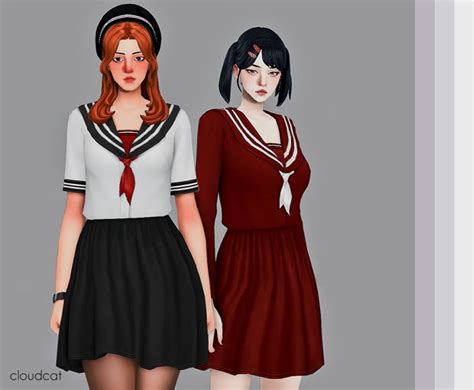 Sailor Dress Cloudcat Sailor Dress Sailor Outfits Sims Dresses