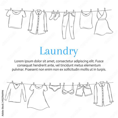 Laundry service banner template with clothes hanging on clothesline ...