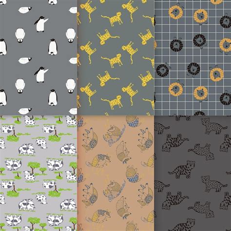 Premium Vector | Cute grey animals pattern