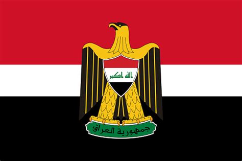 The Official Current Flag And Coat Of Arms Of Republic Of Iraq Flag Of ...