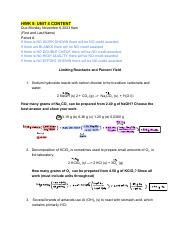 Limiting Reactants And Percent Yield In Chemistry Course Hero