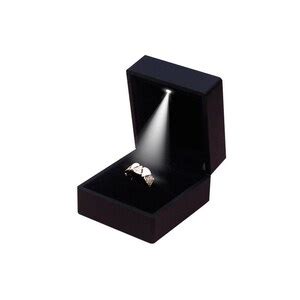 LED Ring Box, Black Matte Ring Box With Light, for Engagement, Wedding ...