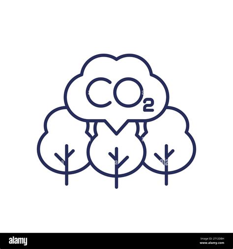 Carbon Offset Line Icon Co Emissions Reduction Stock Vector Image