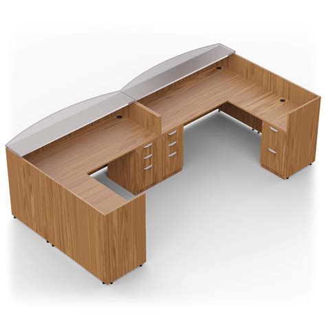 U Shape Reception Desk - Attract 2 Person Reception Desk Glass Top