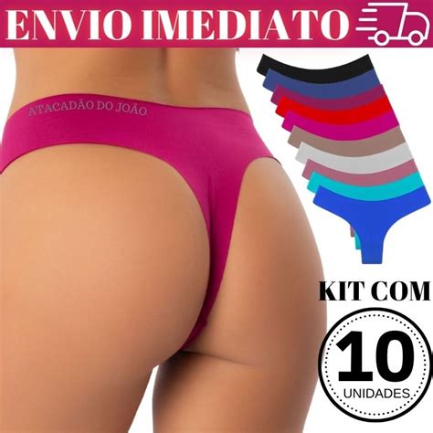 Kit 10 Calcinhas Fio Dental Tanga Sem Costura Corte A Laser Faz A Boa