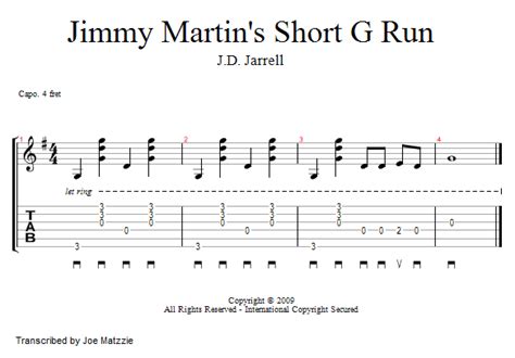 Guitar Lessons Jimmy Martins Short G Run