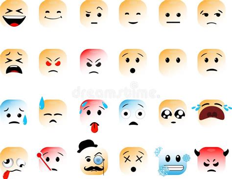 Quadratische Emoticons Vektor Abbildung Illustration Von Humorvoll