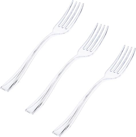 300 Pieces Clear Plastic Mini Forks 4 Inches Clear Plastic Forks Heavy Duty