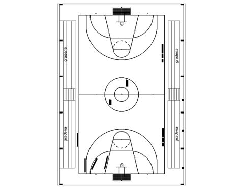 Basketball Court Autocad Block