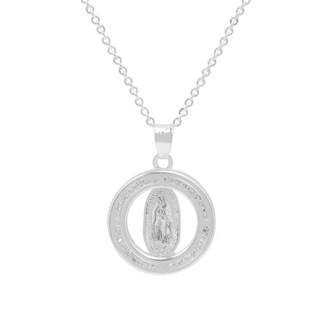 Cadena Con Medalla Virgen Calada Con Bisel De Zirconia Plata Cadena