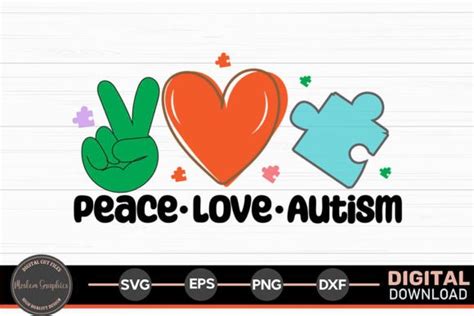 Peace Love Autism Autism Awareness Svg Graphic By Moslem Graphics