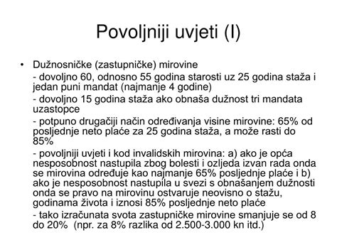 Ppt Mirovine Ostvarene Pod Povoljnijim Uvjetima Powerpoint