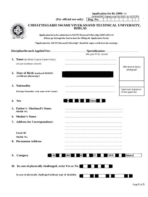 CSVTU Bhilai Admission Eligibility Dates Application Fees Doc