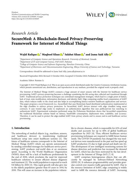 PDF SecureMed A Blockchain Based Privacy Preserving Framework For