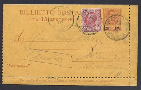 STORIA POSTALE REGNO 1910 Biglietto 15c Su 20c Da Fasano A Vienna GH