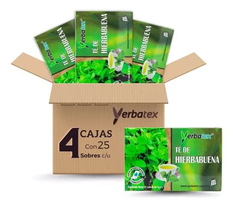 Pack 4 Té De Hierbabuena Con 25 Sobres Cada Uno Yerbatex Meses sin