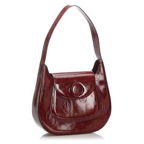 Cartier Vintage Happy Birthday Shoulder Bag Burgundy Rosso Borsa