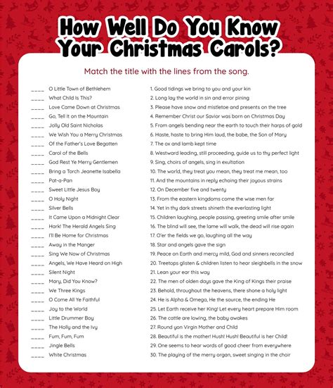 How Well Do You Know Your Christmas Carols Trivia Printable Christmas