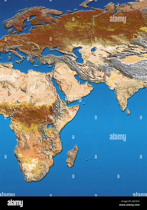 Satellite image map of Africa Arabia Europe Scandinavia India and West ...