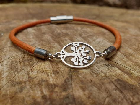 Tree Of Life Charm Leather Bracelet Leather Ts Leather Etsy