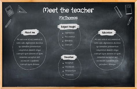 Black Board Theme Meet The Teacher Slide Template Slidekit