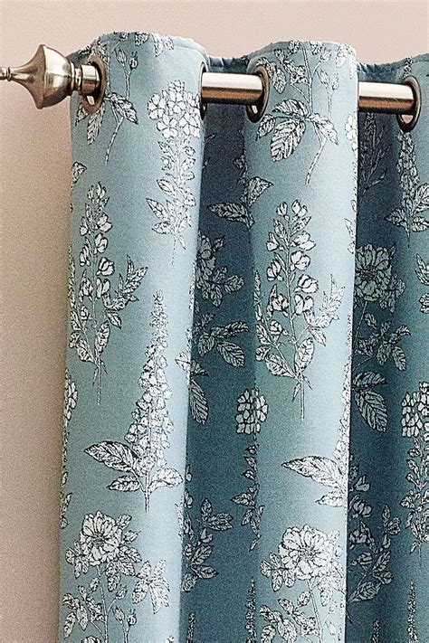 Buy Wylder Nature Blue Sophia Floral Jacquard Eyelet Curtains From The