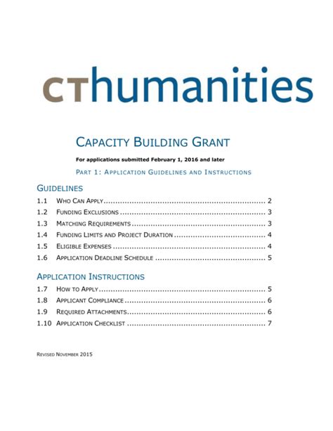 Capacity Building Grant Guidelines