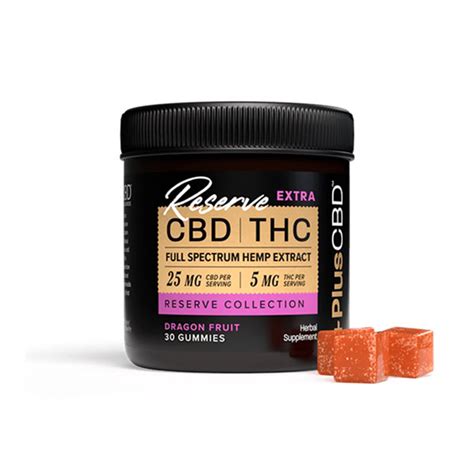 PlusCBD Reserve Extra 5mg THC 25mg CBD Gummies Dragon Fruit Full