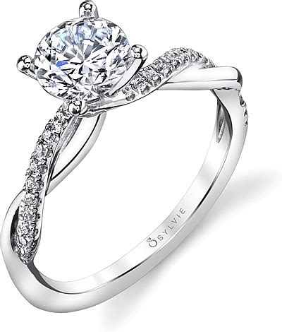 Sylvie Twist Shank Diamond Engagement Ring S1524