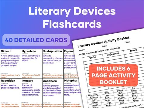 Literary Devices Flashcards Activity Booklet English Language