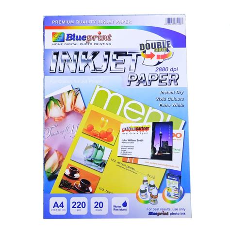 Jual BluPrint Double Sided Inkjet Paper A4 220gsm 20 Lembar Kertas Foto