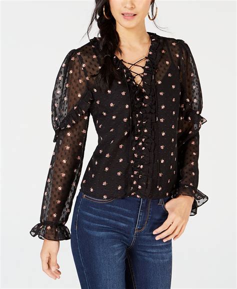 Leyden Floral Print Sheer Sleeve Blouse Macys