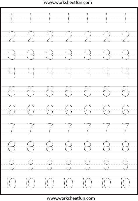 Tracing Numbers 1 10 Worksheet Free Images