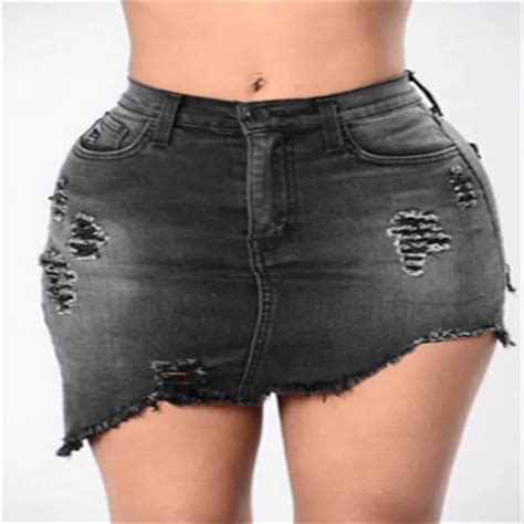 Summer Jeans Skirt Women High Waist Irregular Edges Denim Skirts Women Mini Washed Casual Pencil