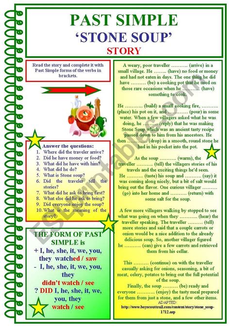 Past Simple ´stone Soup´ Story Esl Worksheet By Kate Kkcat