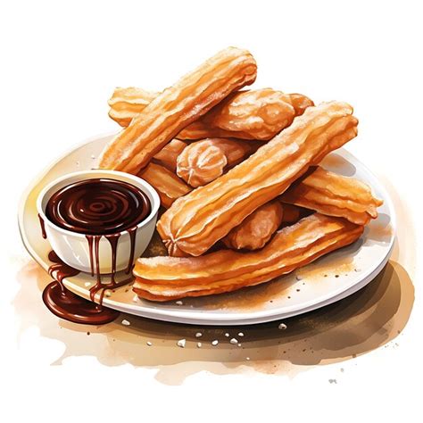 Premium Ai Image Watercolor Of A Tempting Plate Of Churros A Famous