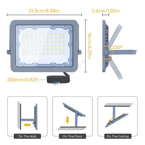 Aigostar LED Reflektor LED 50W 230V šedá 4000K IP65 Svet svietidiel