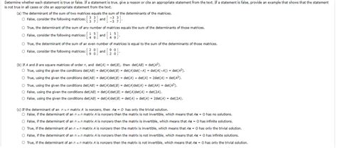 Solved Determine Whether Each Statement Is True Or False If