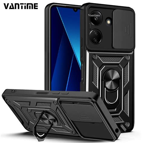 Vantime For Xiaomi Poco C65 Redmi 13C Phone Case Slide Camera Cover