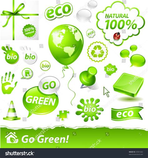 Vector Set Go Green Labels Stock Vector Royalty Free 33591262